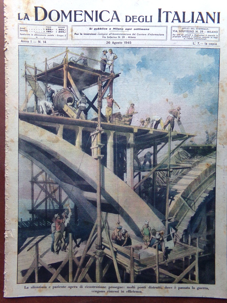 La Domenica degli Italiani Corriere 26 Agosto 1945 WW2 Bomba …