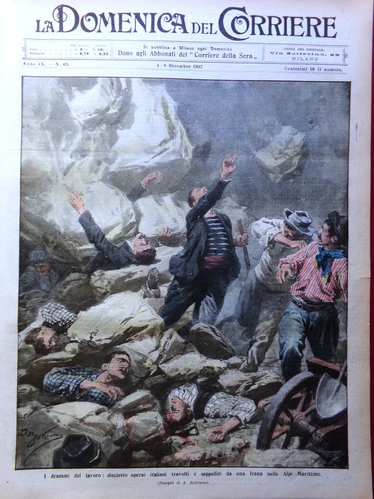 La Domenica del Corriere 1 Dicembre 1907 Gaetano Braga Biglietti …