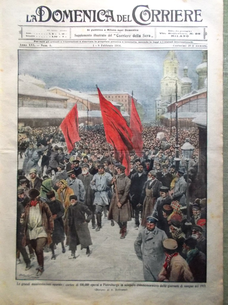 La Domenica del Corriere 1 Febbraio 1914 Gambardella Tiberina Leonardo …