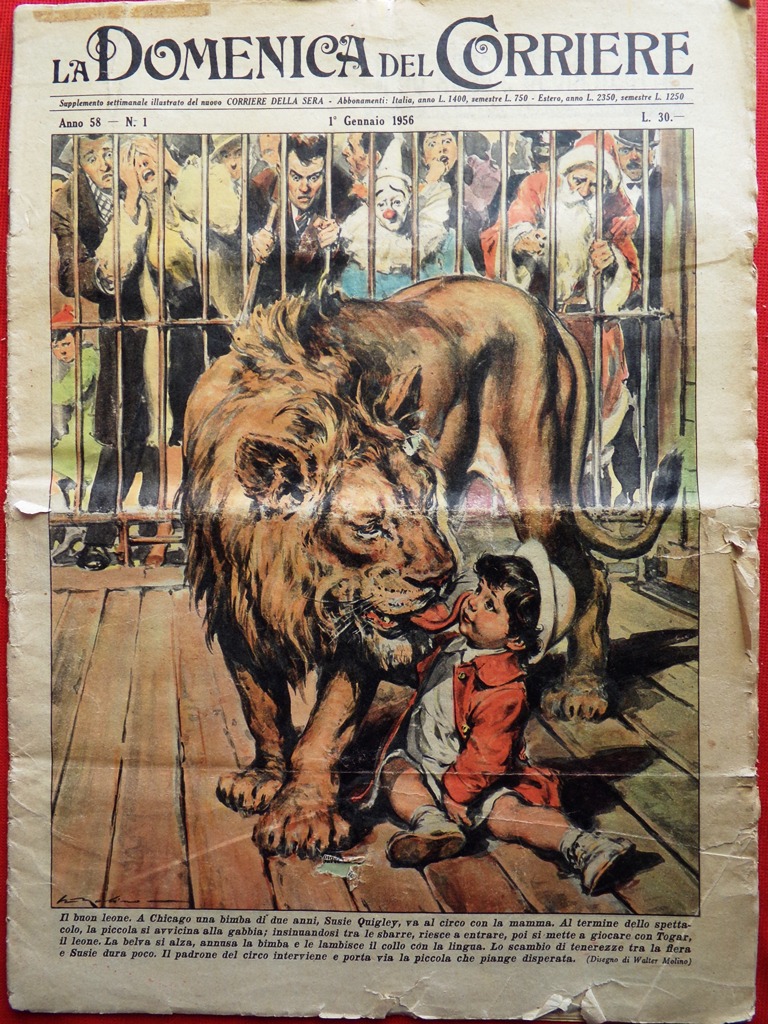 La Domenica del Corriere 1 Gennaio 1956 Hemingway Luna Bottecchia …