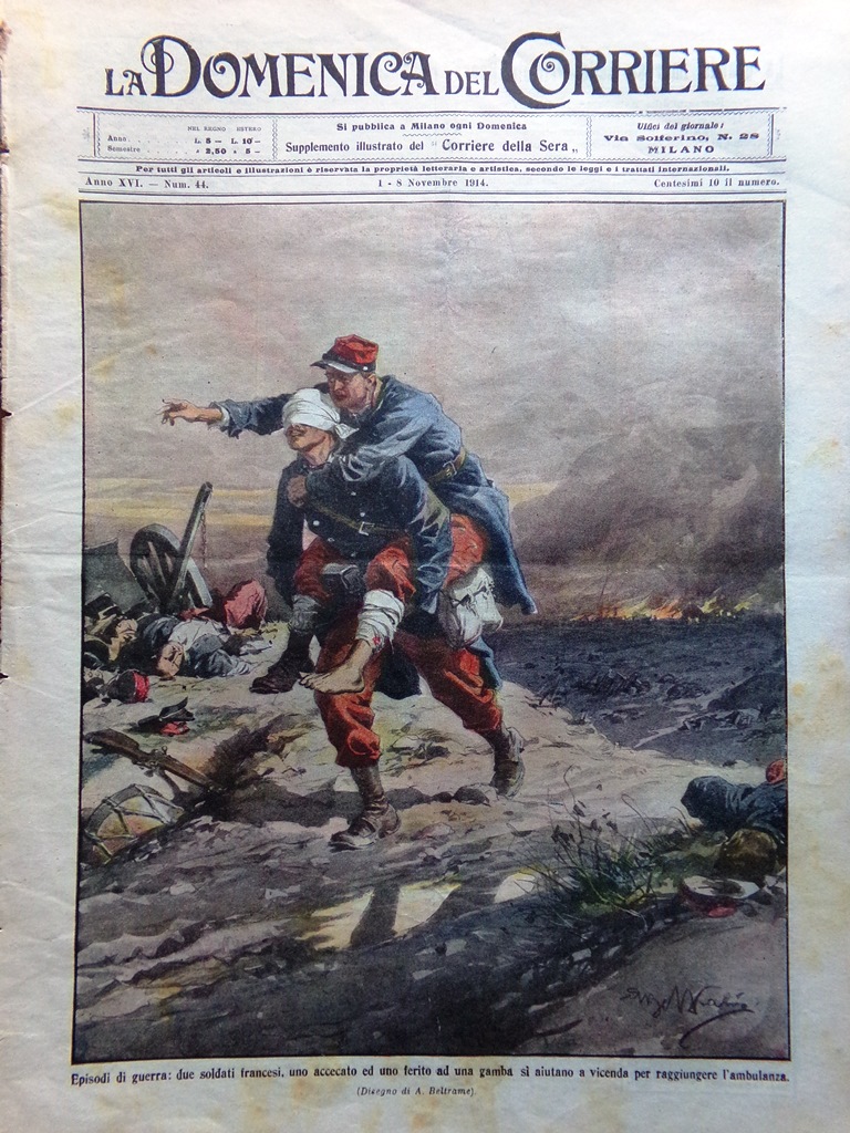 La Domenica del Corriere 1 Novembre 1914 WW1 Raymond Asti …