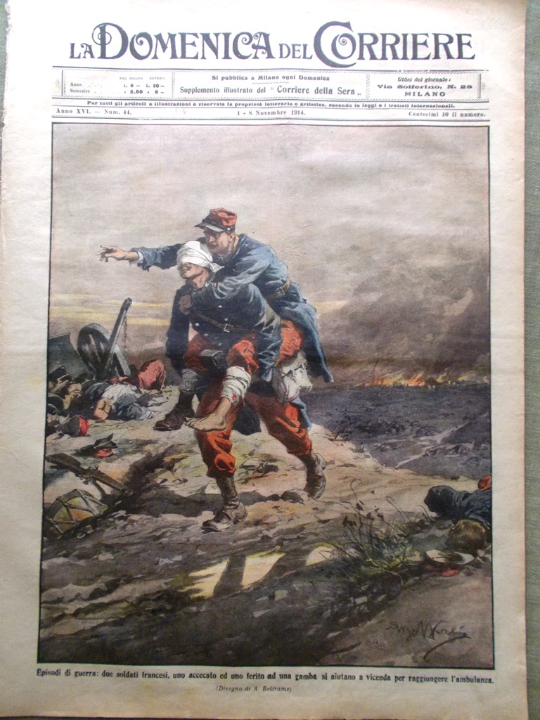 La Domenica del Corriere 1 Novembre 1914 WW1 Raymond Asti …