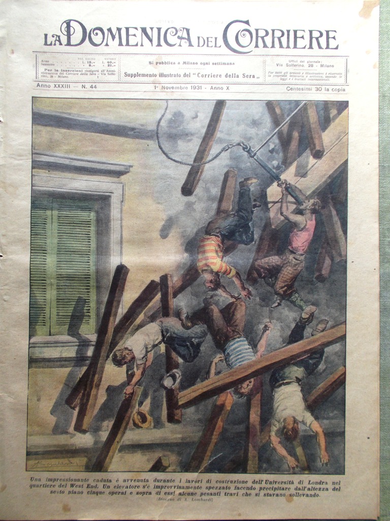 La Domenica del Corriere 1 Novembre 1931 Morte di Thomas …