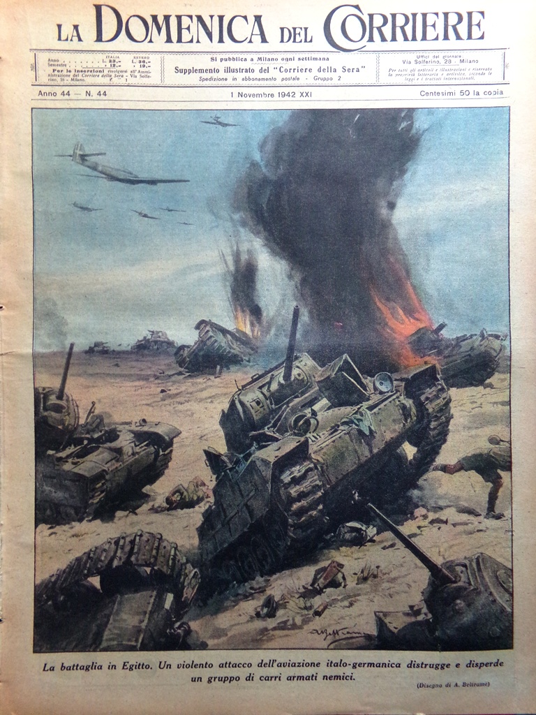 La Domenica del Corriere 1 Novembre 1942 WW2 Battaglia Egitto …