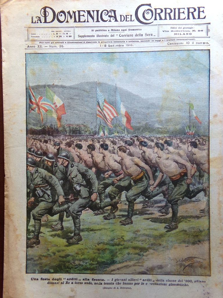 La Domenica del Corriere 1 Settembre 1918 WW1 Volo Vienna …