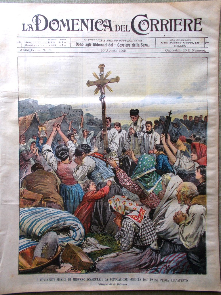 La Domenica del Corriere 10 Agosto 1902 Mignano Sisma Salina …