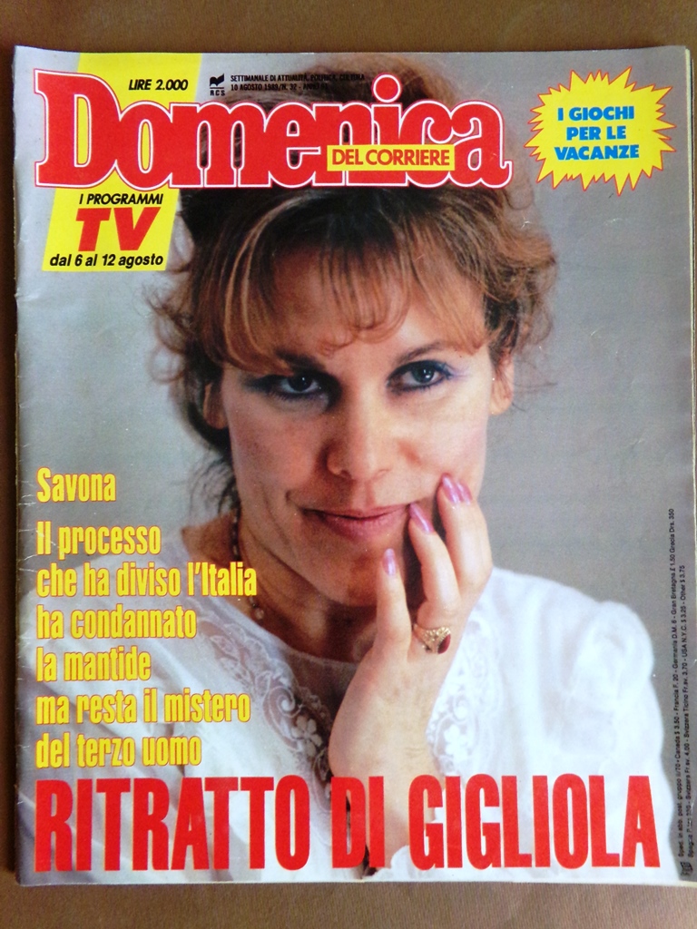 La Domenica del Corriere 10 Agosto 1989 Mantide Savona Albertazzi …