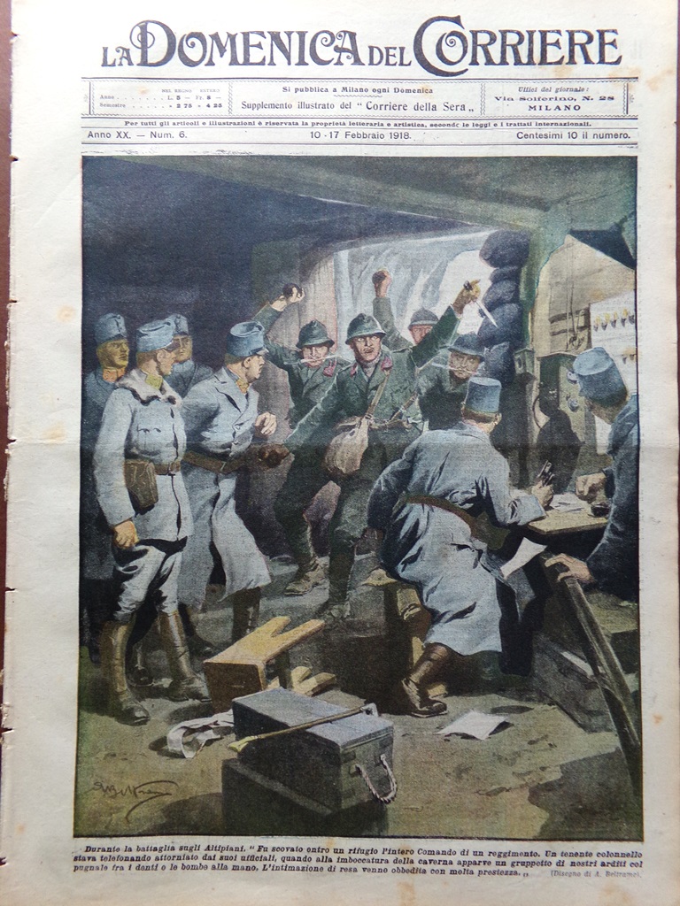 La Domenica del Corriere 10 Febbraio 1918 WW1 Trotski Altipiani …