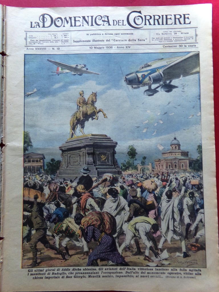 La Domenica del Corriere 10 Maggio 1936 Addis Abeba Lorenzo …