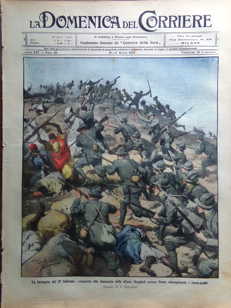 La Domenica del Corriere 10 Marzo 1912 Homs Ciancio Derna …