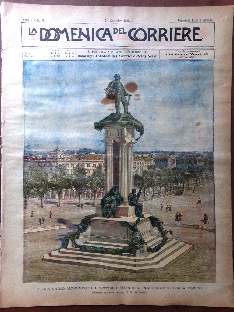 La Domenica del Corriere 10 Settembre 1899 Monumento Vittorio Emanuele …