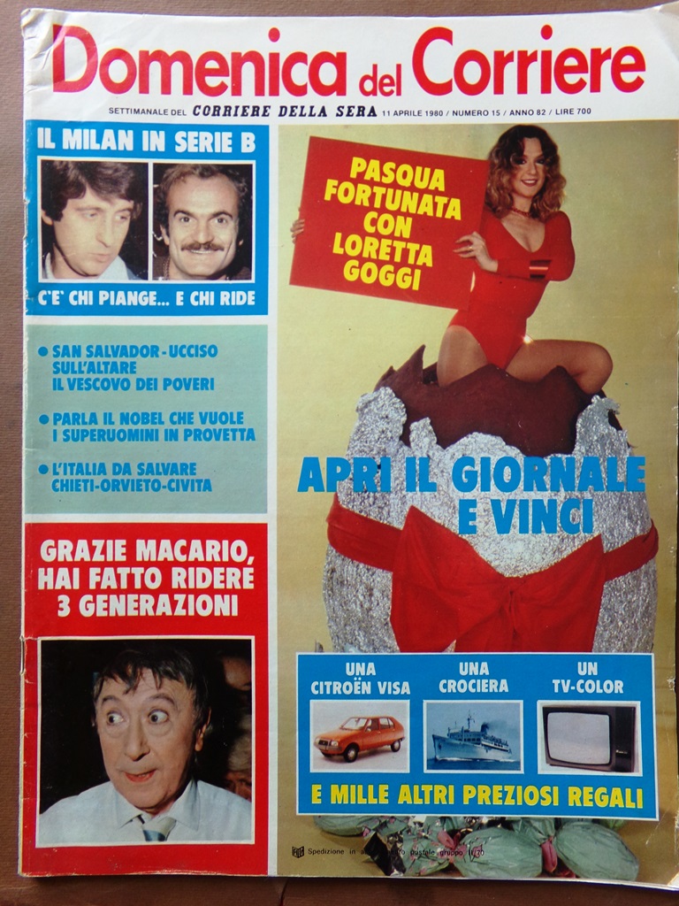 La Domenica del Corriere 11 Aprile 1980 Milan Macario Berlusconi …