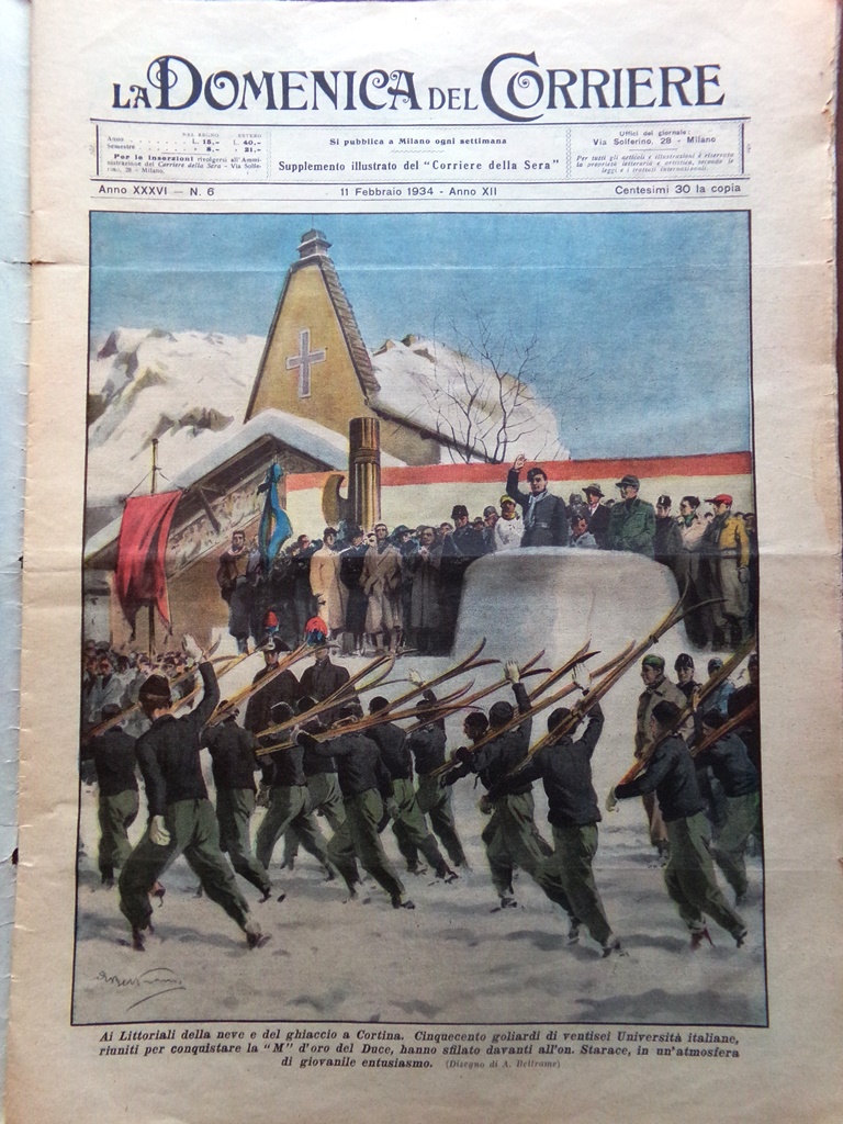 La Domenica del Corriere 11 Febbraio 1934 Terminillo Duce Reggio …