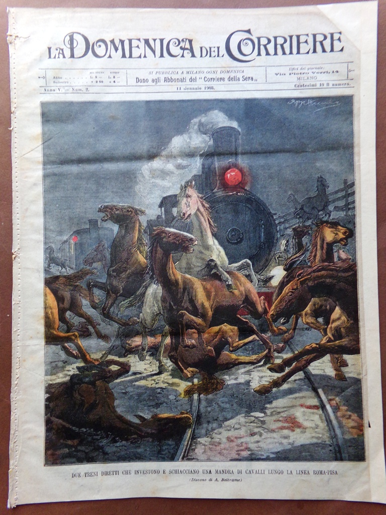 La Domenica del Corriere 11 Gennaio 1903 Carro Los Muertos …