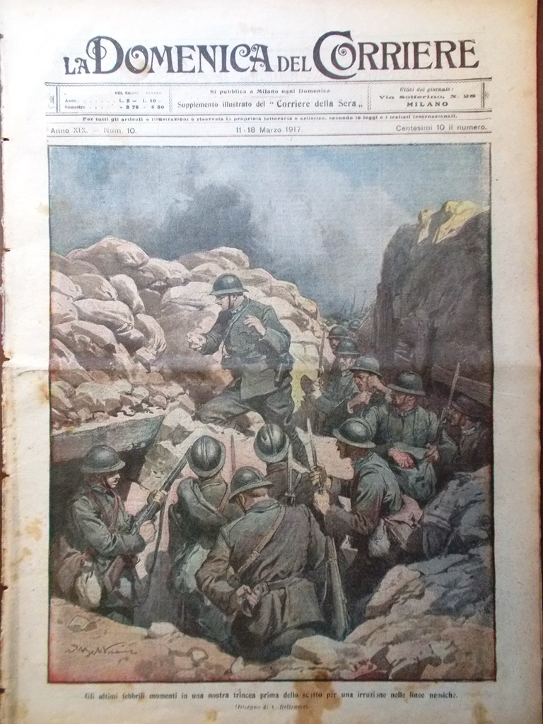 La Domenica del Corriere 11 Marzo 1917 WW1 Mine Francesi …