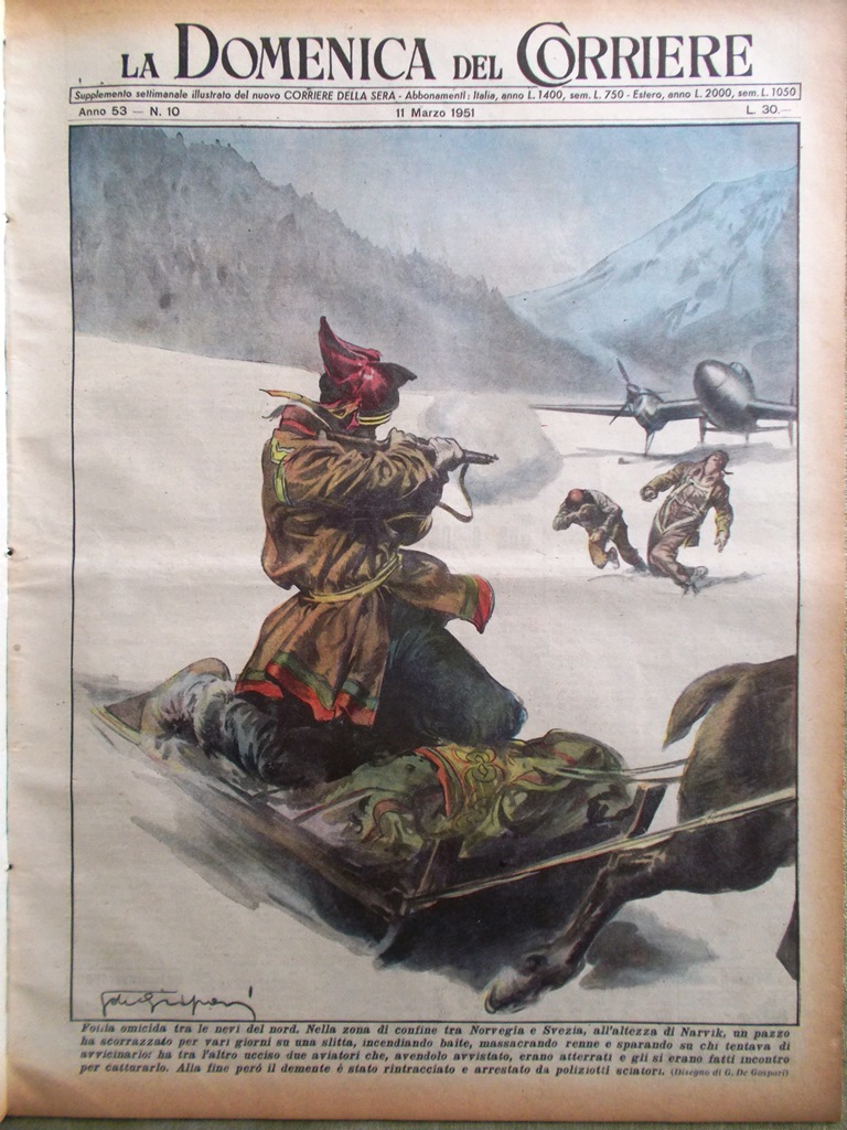 La Domenica del Corriere 11 Marzo 1951 Dina Galli Bernhardt …