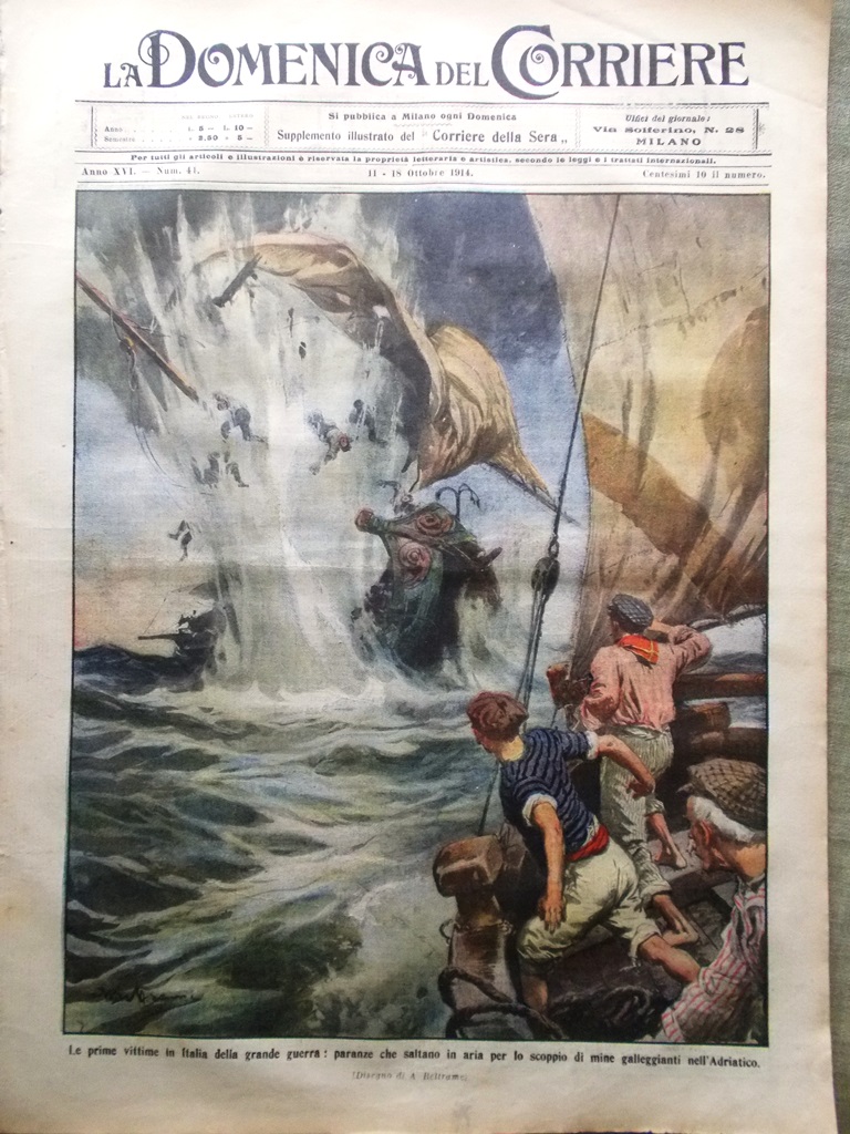 La Domenica del Corriere 11 Ottobre 1914 WW1 Reims Marte …