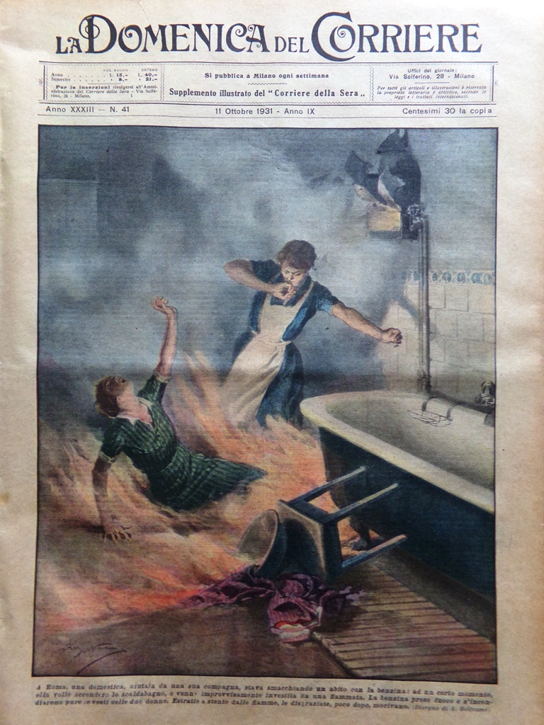 La Domenica del Corriere 11 Ottobre 1931 Gatto Nero Crisi …