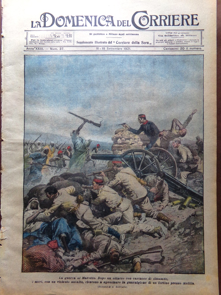 La Domenica del Corriere 11 Settembre 1921 Guerra Marocco Colajanni …