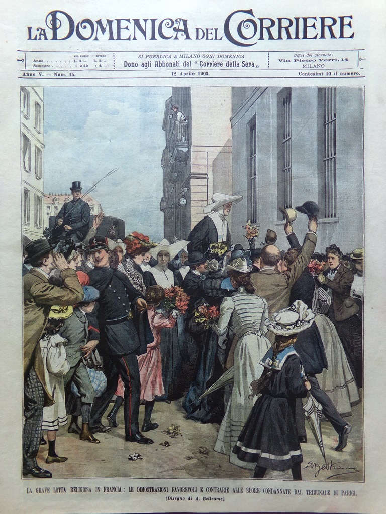 La Domenica del Corriere 12 Aprile 1903 Ottaiano Santos-Dumont Congresso …