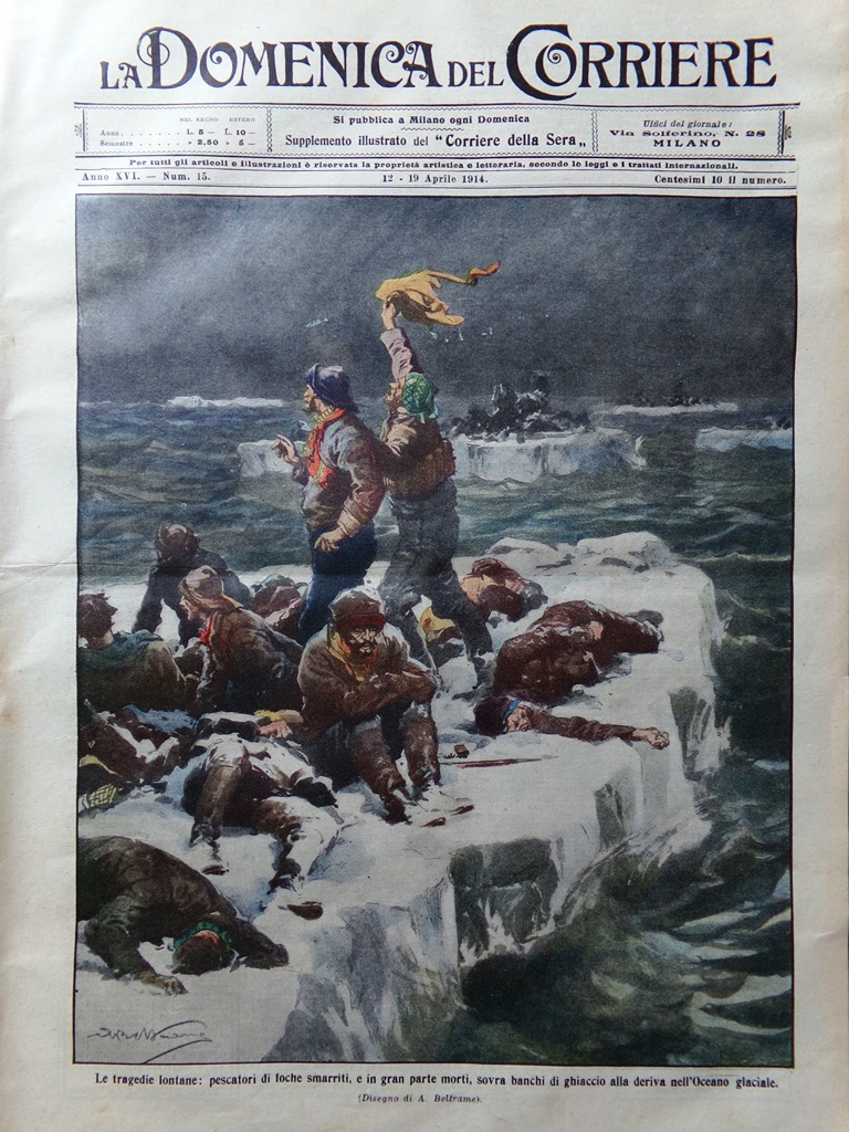 La Domenica del Corriere 12 Aprile 1914 Livorno Valanghe in …