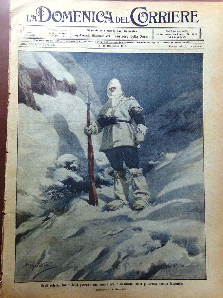 La Domenica del Corriere 12 Dicembre 1915 WW1 Alto Isonzo …