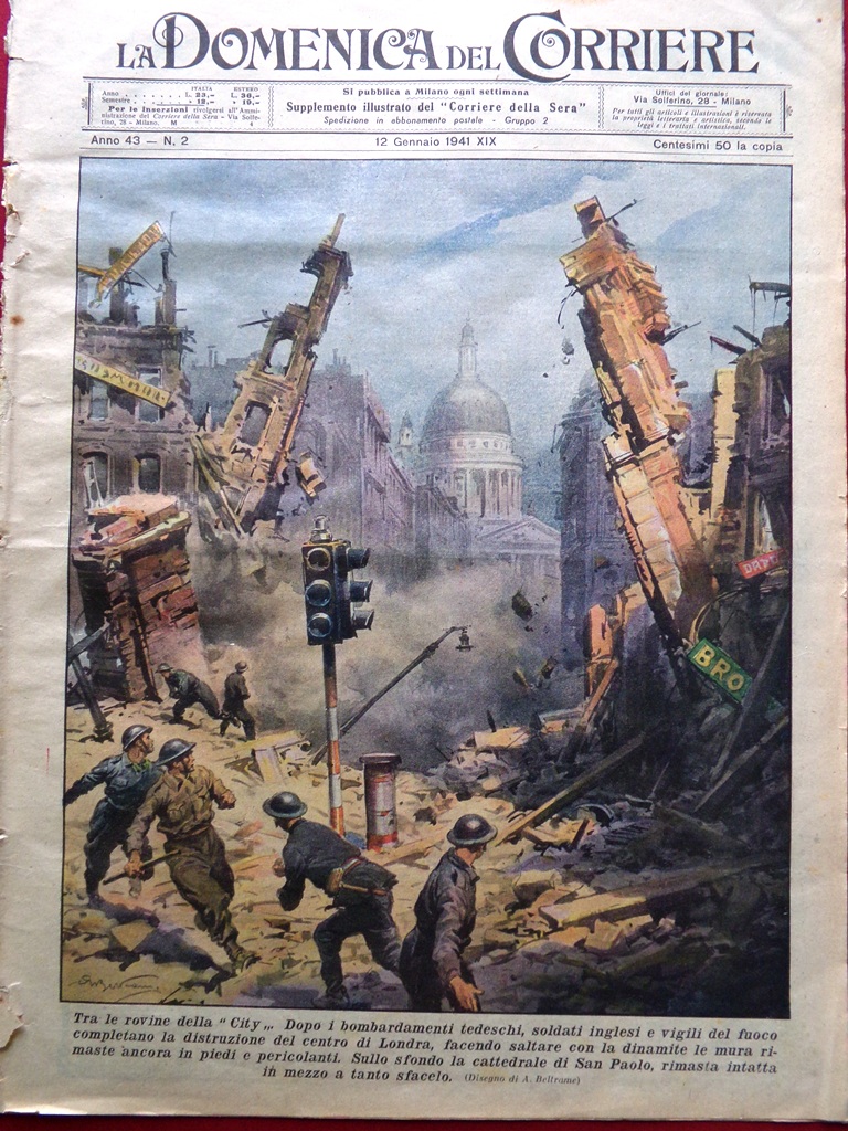 La Domenica del Corriere 12 Gennaio 1941 WW2 Bombardamento a …