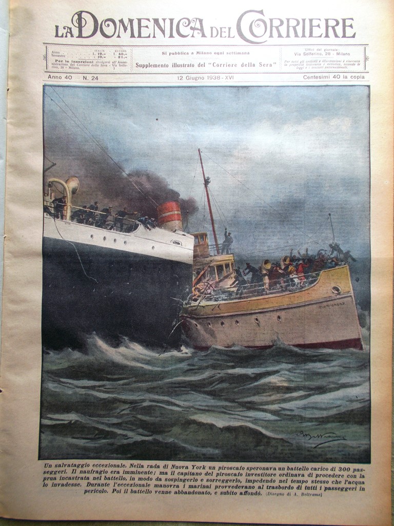 La Domenica del Corriere 12 Giugno 1938 Clark Gable Myrna …