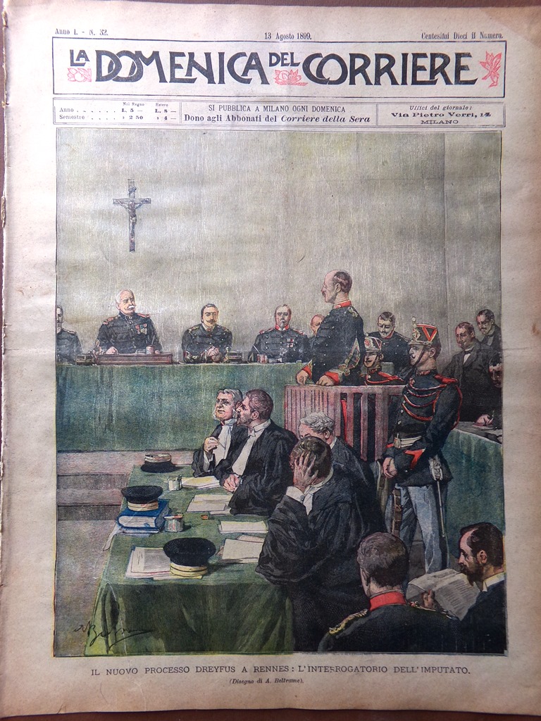 La Domenica del Corriere 13 Agosto 1899 Processo Dreyfus Principato …