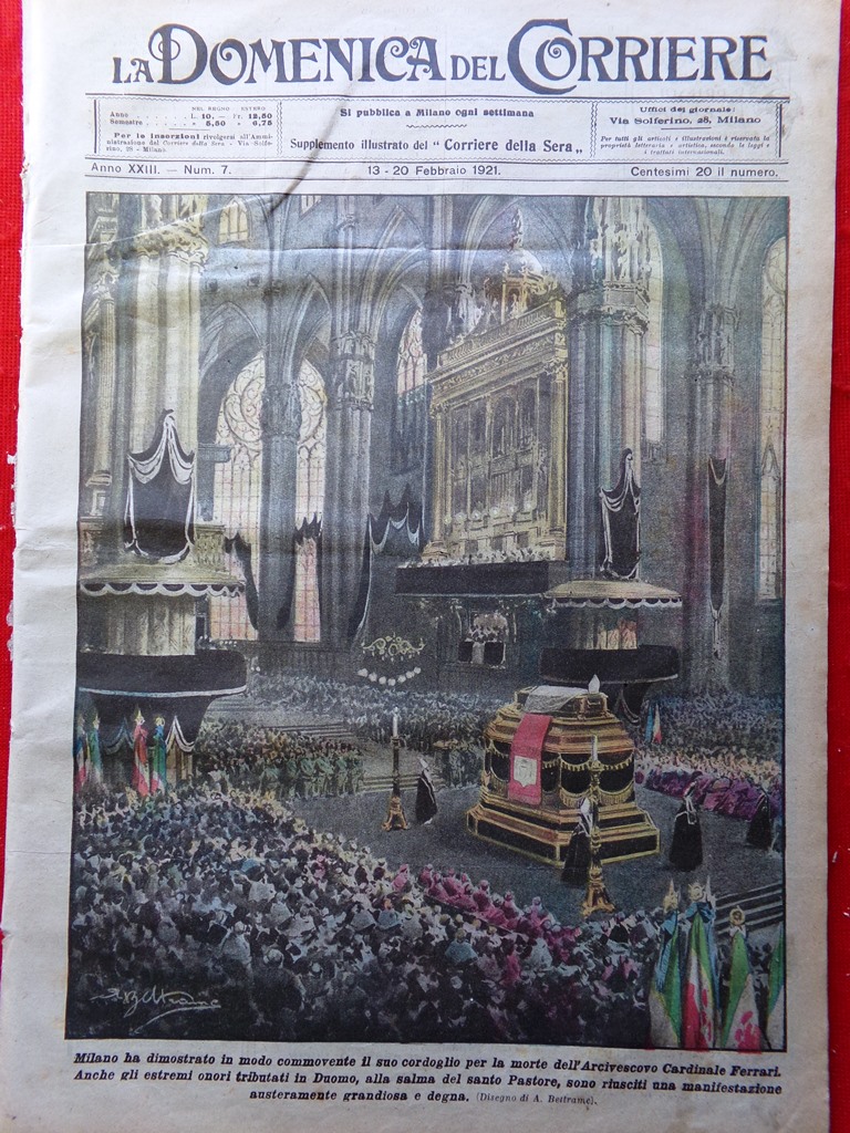 La Domenica del Corriere 13 Febbraio 1921 Morte Cardinale Ferrari …