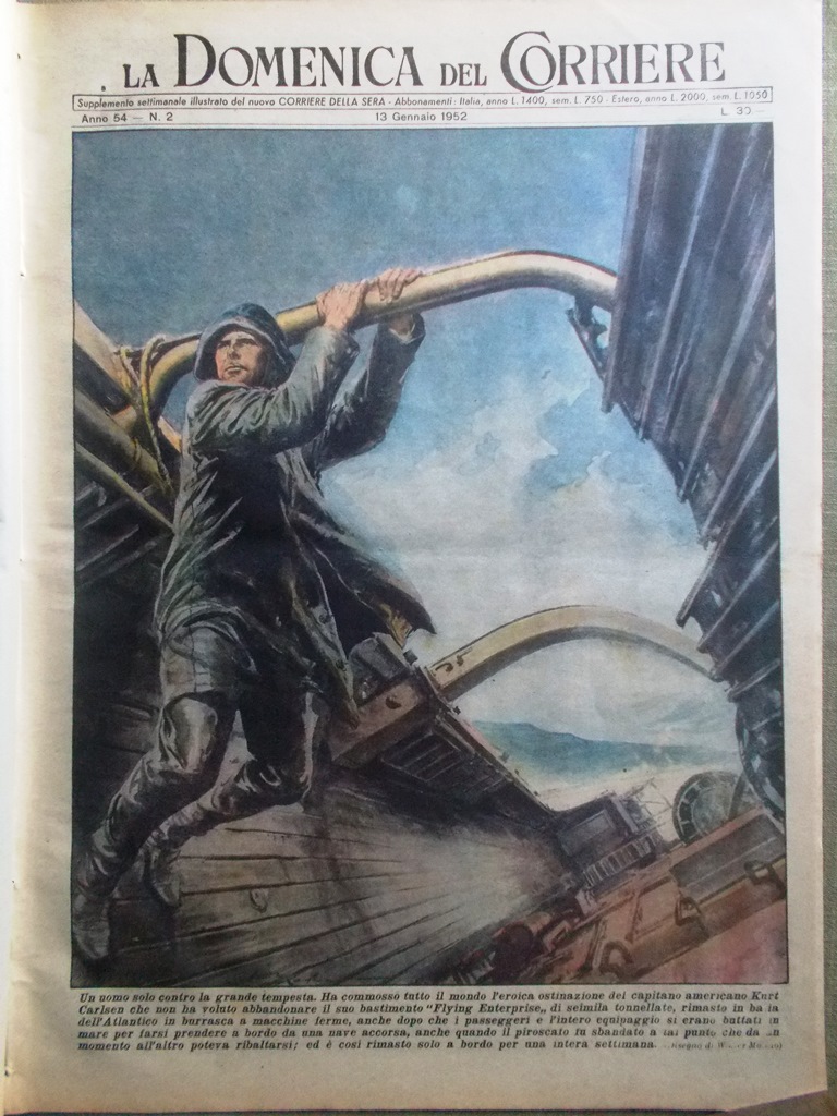 La Domenica del Corriere 13 Gennaio 1952 Carlsen Karloff Nordahl …