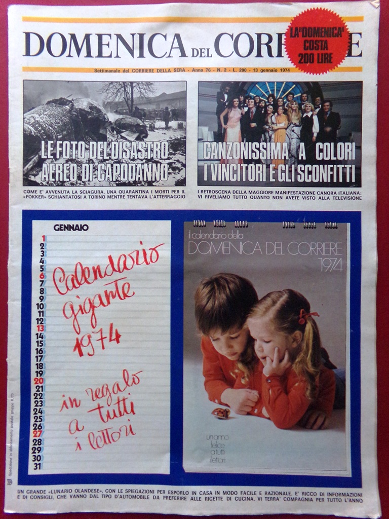La Domenica del Corriere 13 Gennaio 1974 Disastro Caselle Cervi …