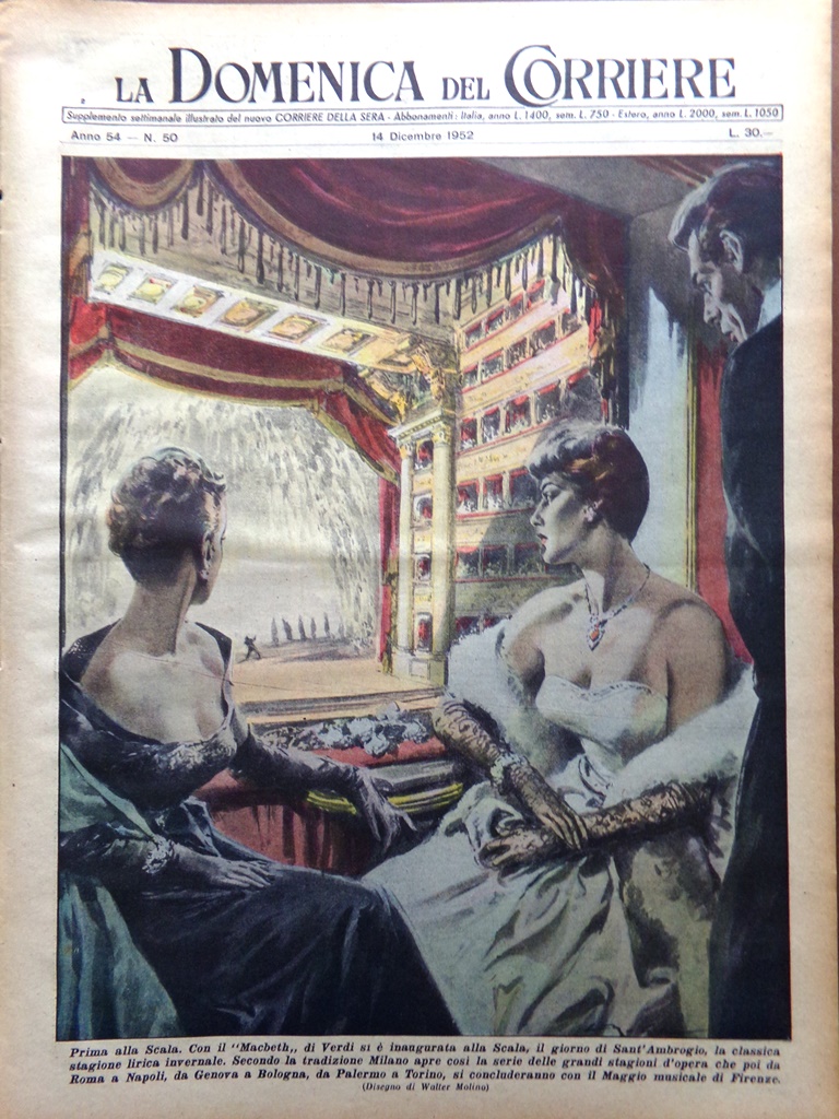 La Domenica del Corriere 14 Dicembre 1952 Borgese Rascel Regina …