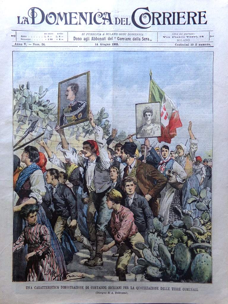 La Domenica del Corriere 14 Giugno 1903 Pompieri a Napoli …