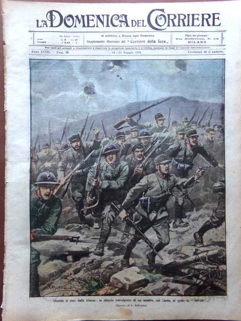 La Domenica del Corriere 14 Maggio 1916 WW1 Nidi Catania …