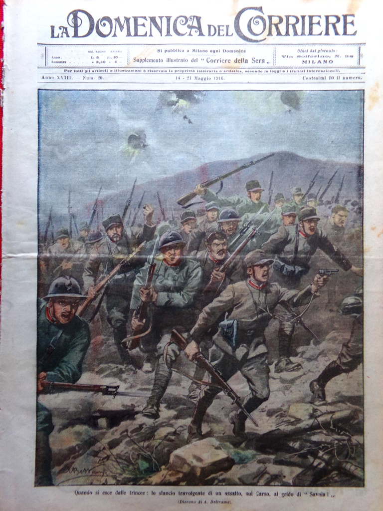 La Domenica del Corriere 14 Maggio 1916 WW1 Nidi Catania …