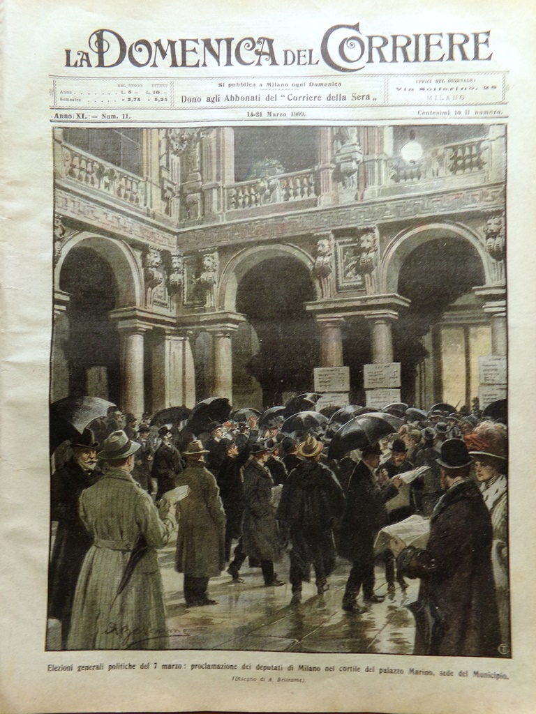 La Domenica del Corriere 14 Marzo 1909 Yeomanry Suvorin Segantini …