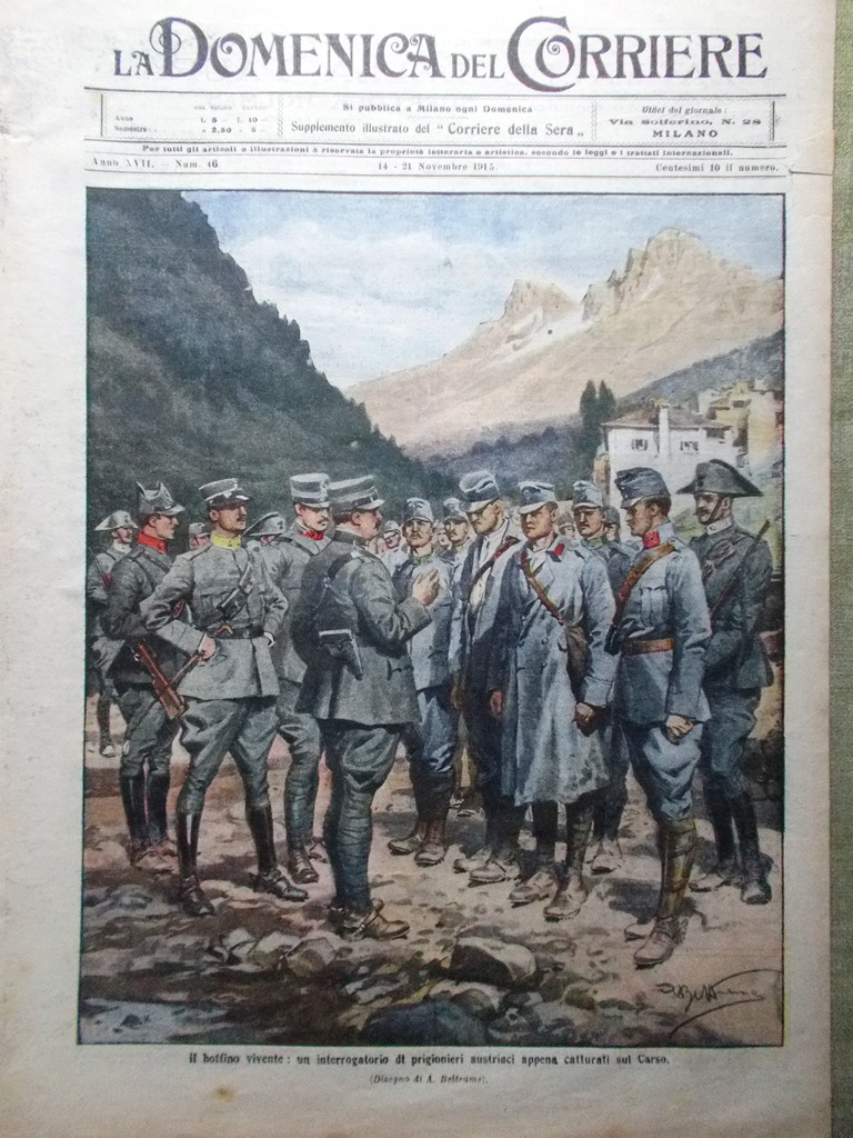 La Domenica del Corriere 14 Novembre 1915 WW1 Rancio Solferino …