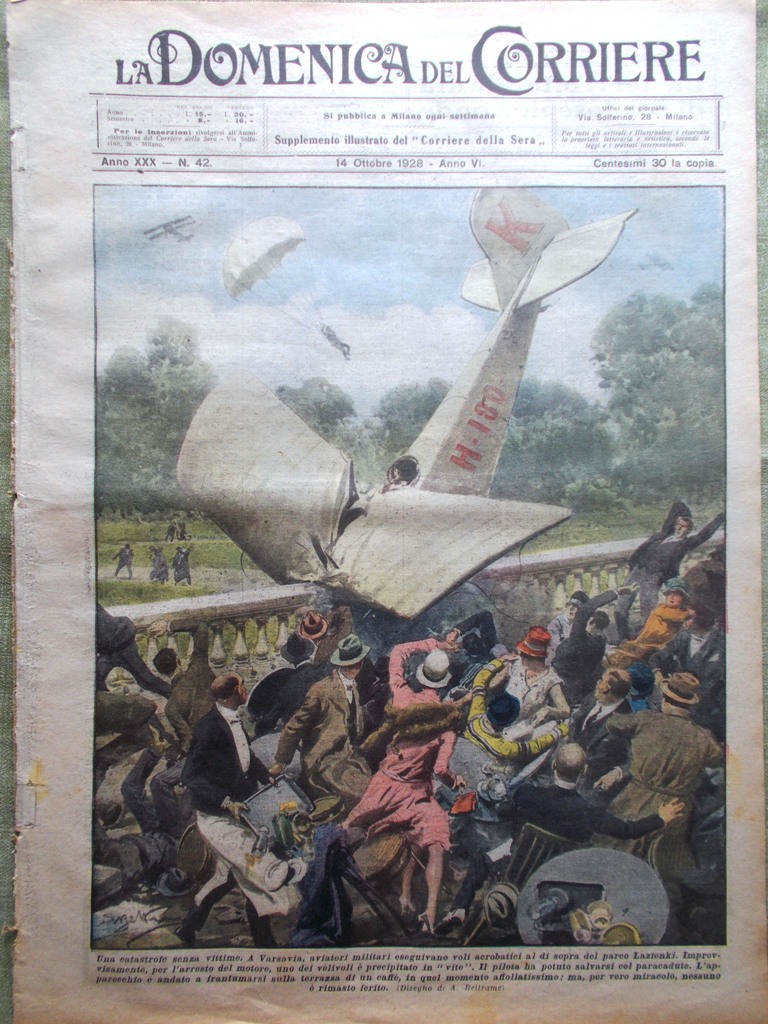 La Domenica del Corriere 14 Ottobre 1928 Gran Premio Monza …