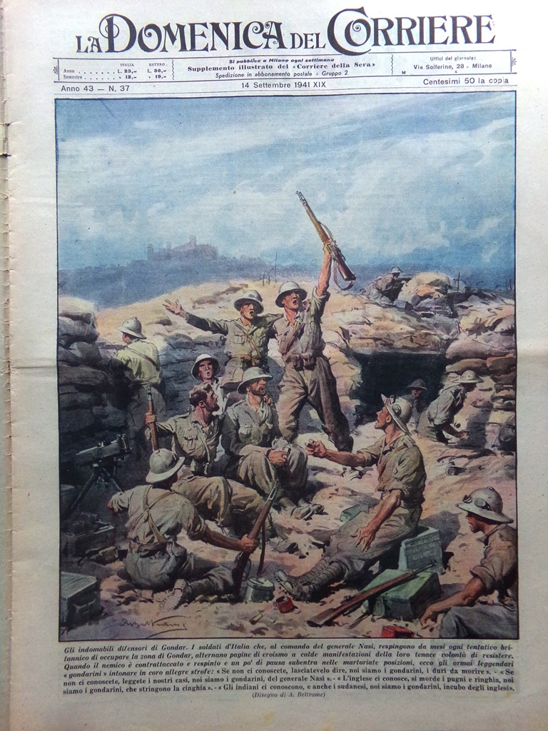 La Domenica del Corriere 14 Settembre 1941 WW2 Gondar Gutenberg …