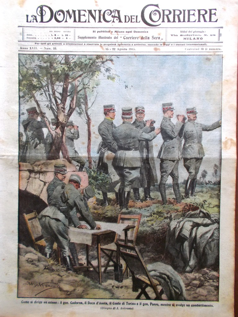 La Domenica del Corriere 15 Agosto 1915 WW1 Amalfi Varsavia …