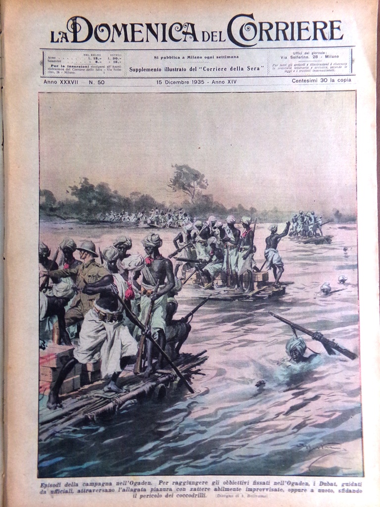 La Domenica del Corriere 15 Dicembre 1935 Tigrè Somalia Etiopia …
