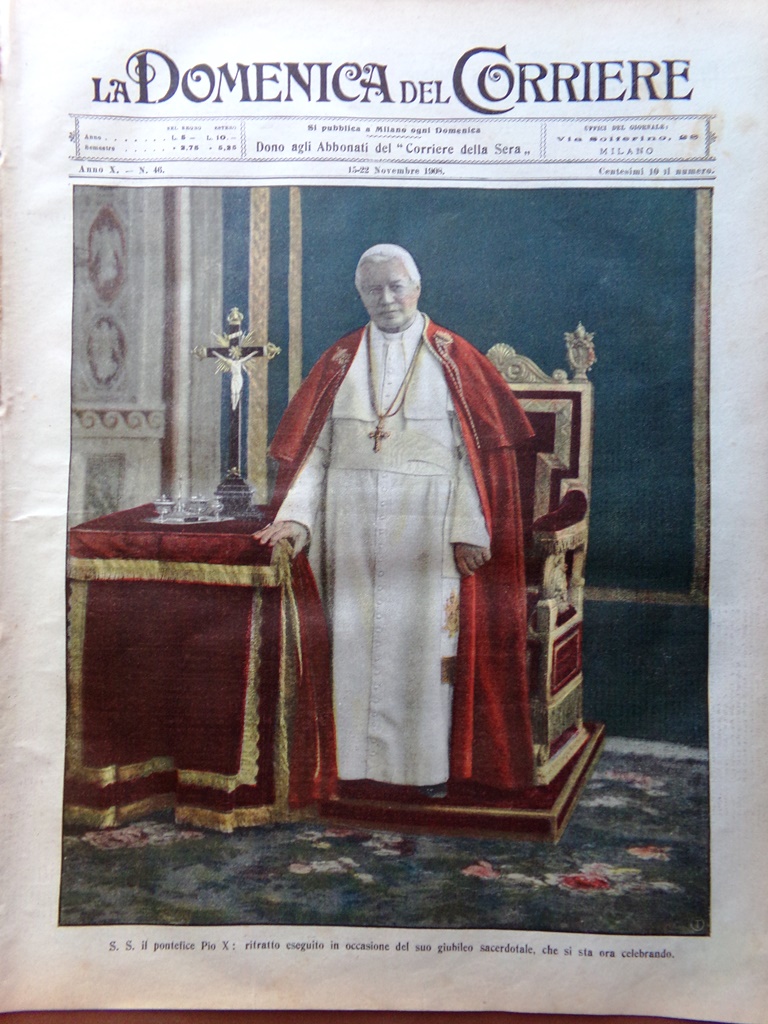 La Domenica del Corriere 15 Novembre 1908 Taft Sardou Dolore …