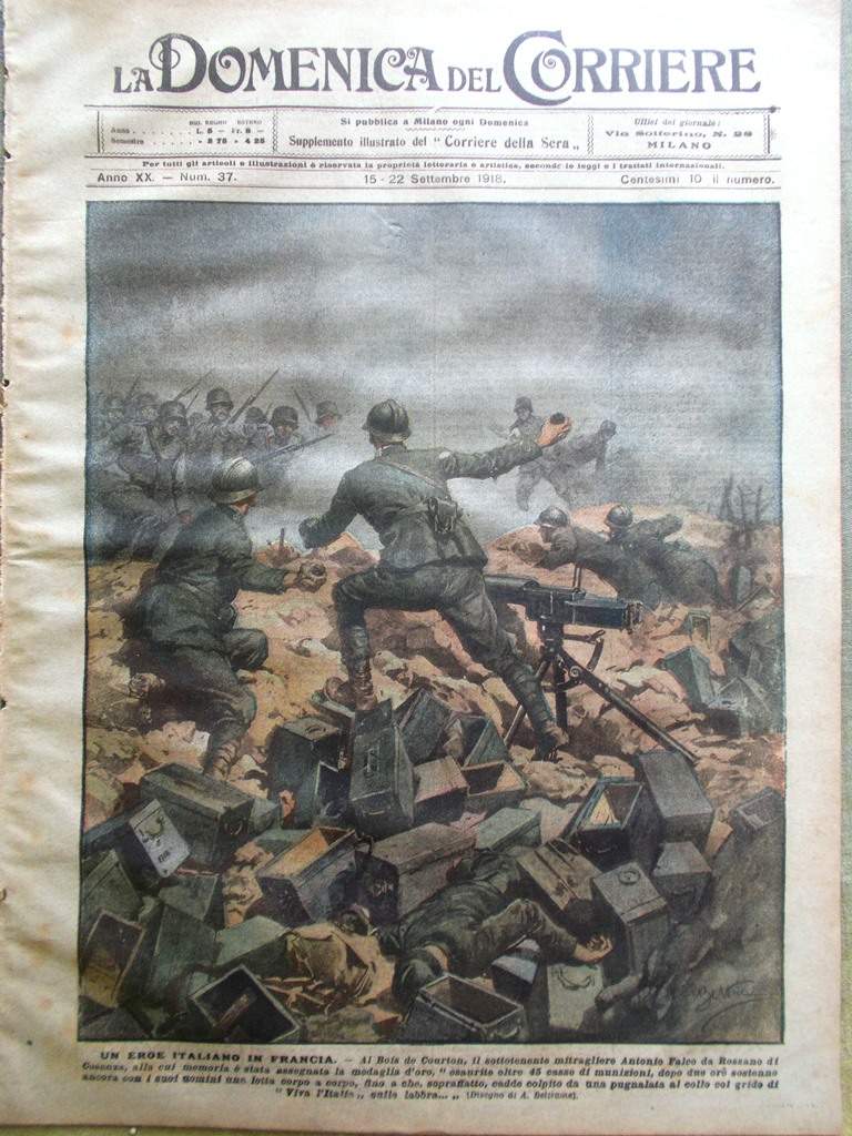 La Domenica del Corriere 15 Settembre 1918 WW1 Falco Lenin …