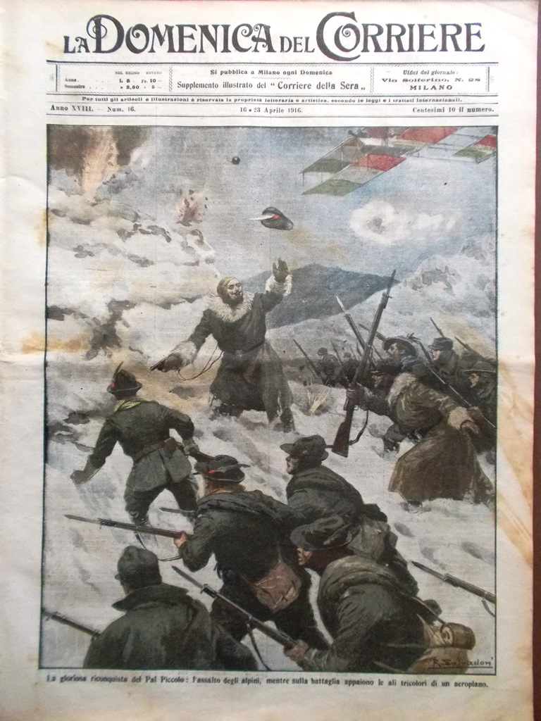 La Domenica del Corriere 16 Aprile 1916 WW1 Palloni Drago …