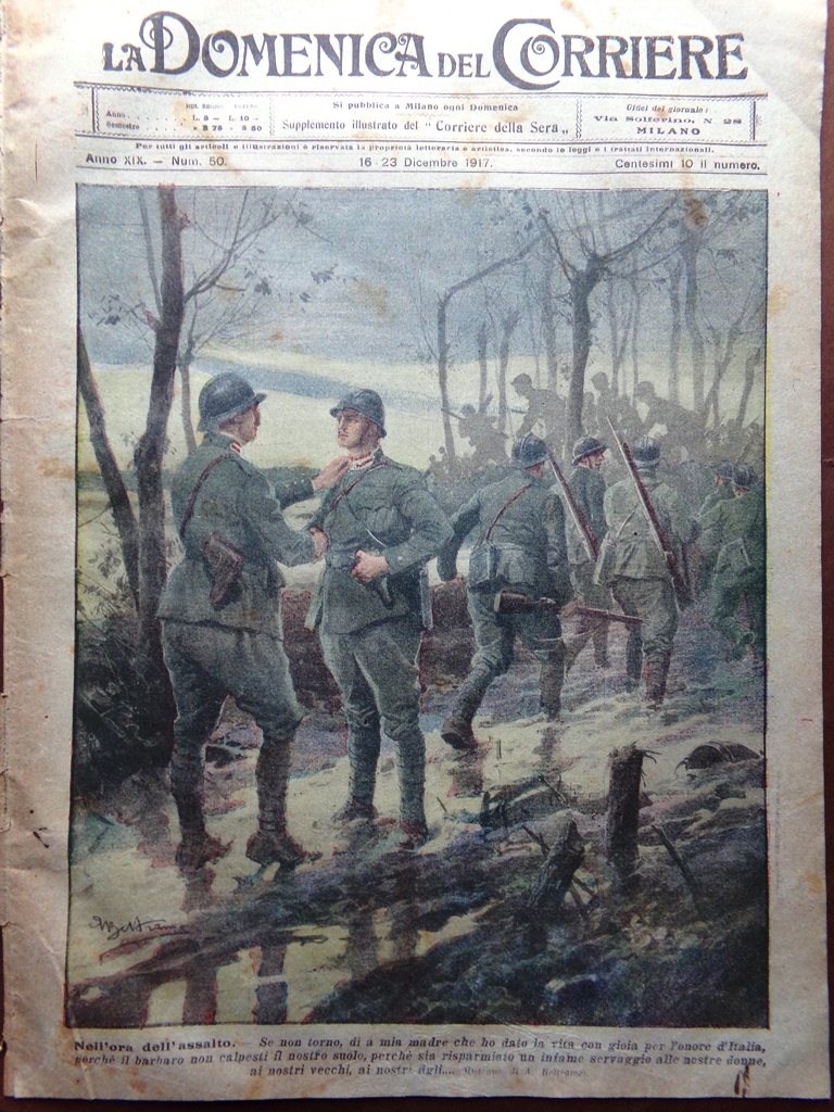 La Domenica del Corriere 16 Dicembre 1917 WW1 Monte Grappa …