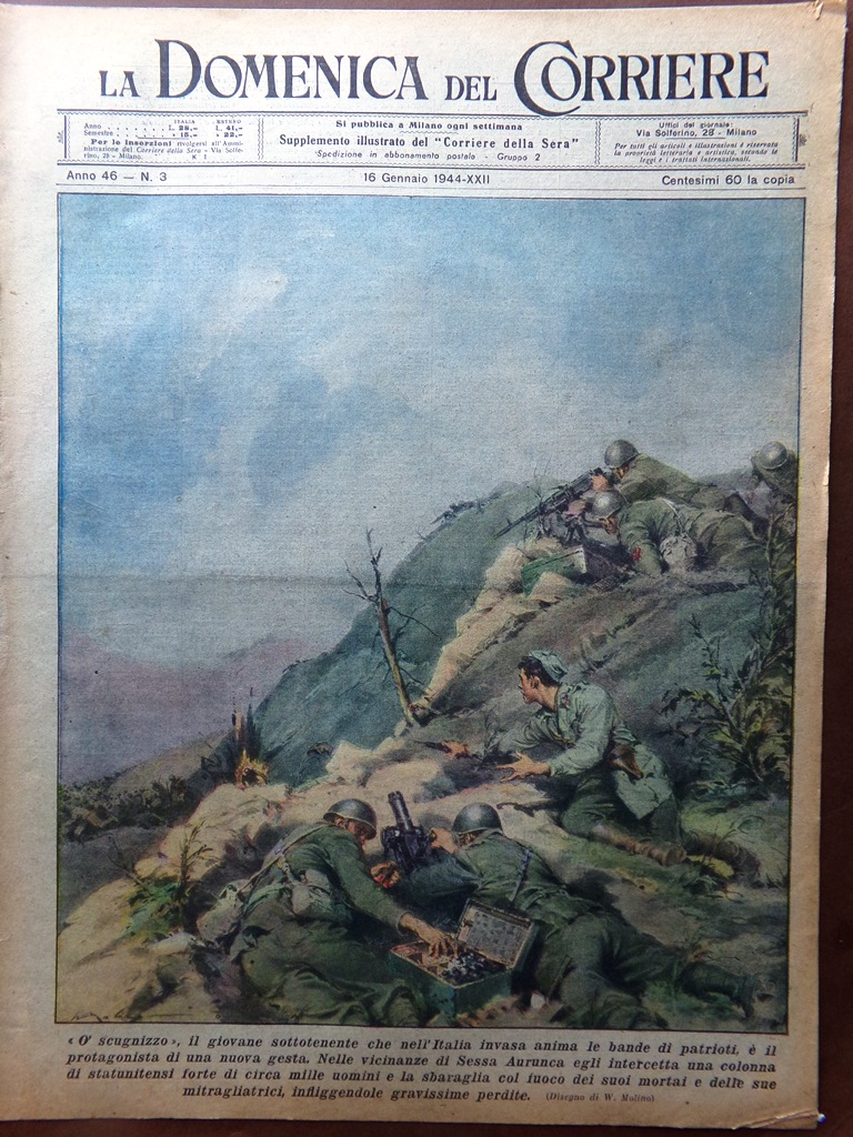 La Domenica del Corriere 16 Gennaio 1944 WW2 Scugnizzo Pace …