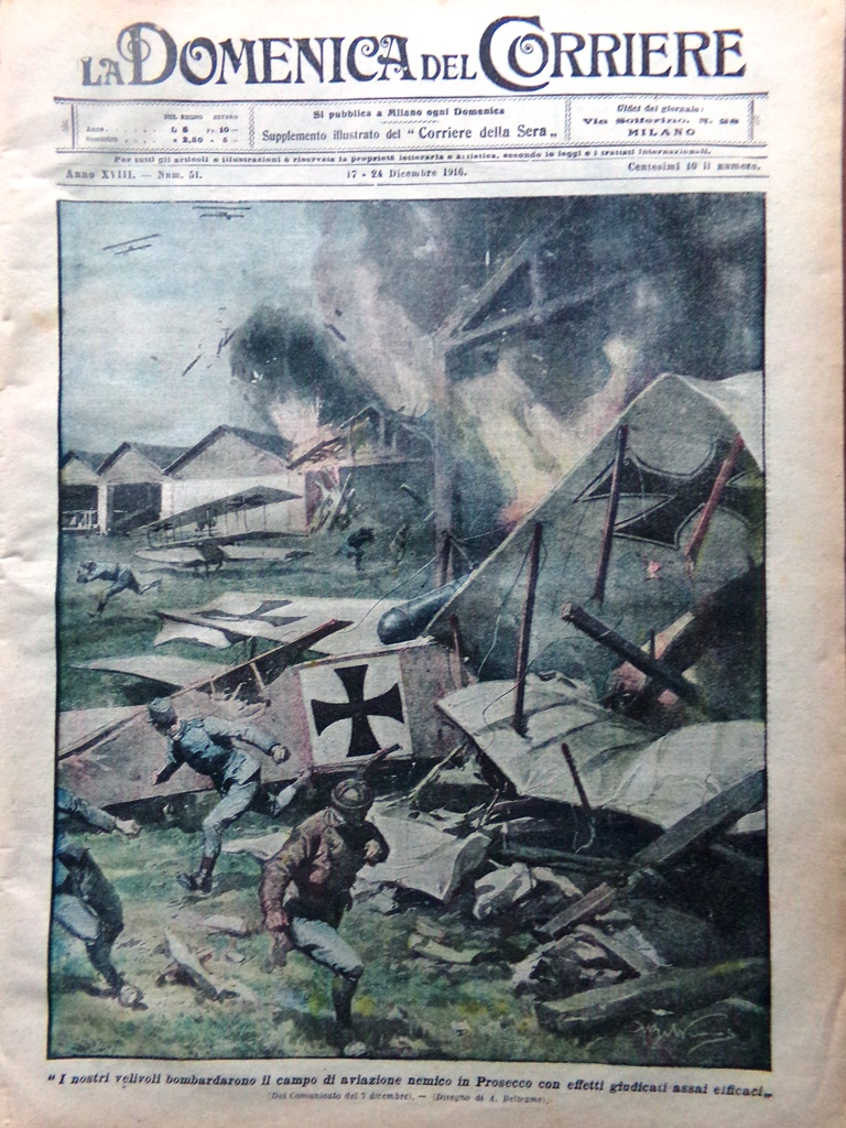 La Domenica del Corriere 17 Dicembre 1916 WW1 Kultur Verhaeren …