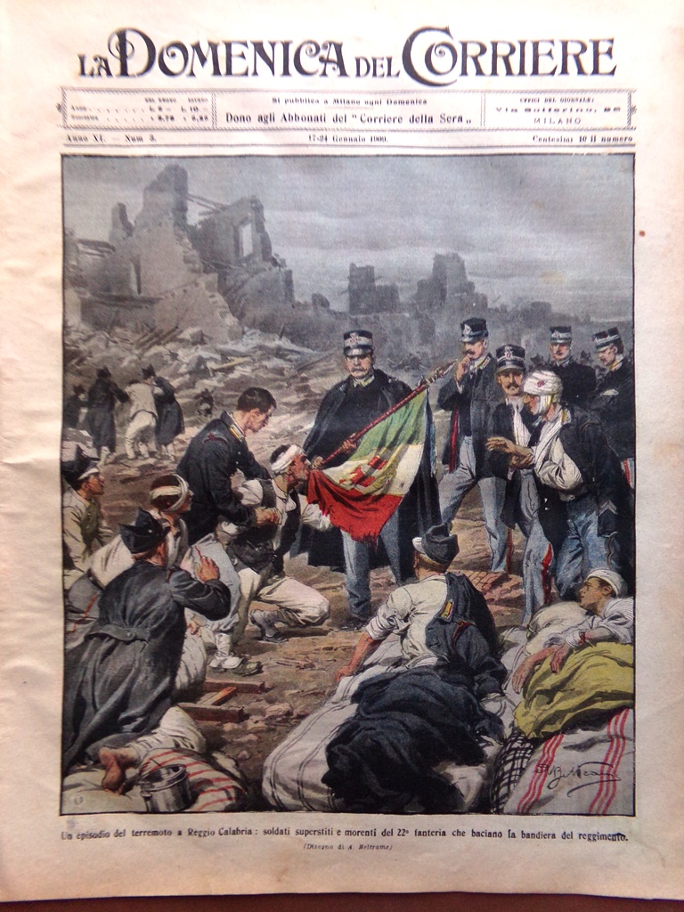 La Domenica del Corriere 17 Gennaio 1909 Terremoto Calabria Sicilia …