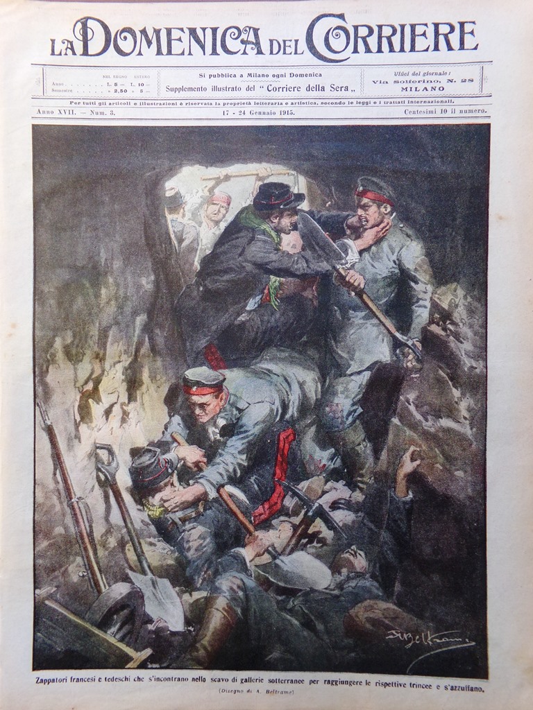 La Domenica del Corriere 17 Gennaio 1915 WW1 Sede Crusca …